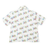 Womens Printed Shirt White Collared Floral L