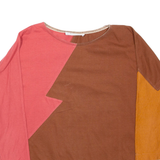 DENI CLER Womens Top Brown Long Sleeve Colourblock L
