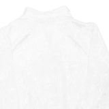 Womens Printed Blouse White Collared Long Sleeve L