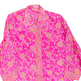 Sheer Womens Printed Shirt Pink Collared Long Sleeve Floral XL