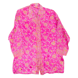Sheer Womens Printed Shirt Pink Collared Long Sleeve Floral XL