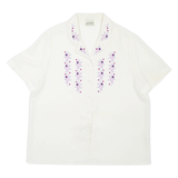 EASTEX Womens Shirt Cream Collared Floral L