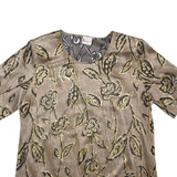 Womens Printed Top Brown Floral L