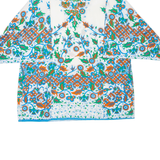 Womens Printed Top Blue Long Sleeve Crazy Pattern XL