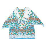 Womens Printed Top Blue Long Sleeve Crazy Pattern XL