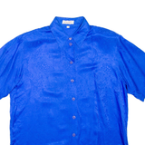 Womens Printed Shirt Blue Collared Floral L