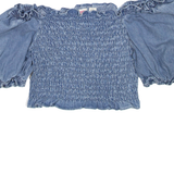 LEVI'S Cropped Womens Puff Sleeve Blouse Blue XL