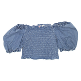 LEVI'S Cropped Womens Puff Sleeve Blouse Blue XL