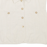 Womens Cropped Shirt Beige Collared M