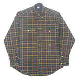 TOMMY HILFIGER Mens Flannel Shirt Green Check Long Sleeve S