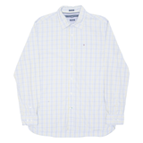TOMMY HILFIGER 80s 2 ply Mens Shirt Blue Check Long Sleeve L
