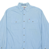 TOMMY HILFIGER Mens Flannel Shirt Blue Check Long Sleeve S