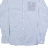 TOMMY HILFIGER Slim Fit Mens Plain Shirt Blue Long Sleeve S