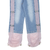 FU GUI ZHU Cropped Womens Jeans Blue Regular Straight Stone Wash W26 L24