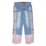 FU GUI ZHU Cropped Womens Jeans Blue Regular Straight Stone Wash W26 L24