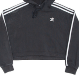ADIDAS Cropped Womens Black Hoodie Pullover UK 10