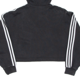 ADIDAS Cropped Womens Black Hoodie Pullover UK 10
