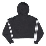 ADIDAS Cropped Womens Black Hoodie Pullover UK 10