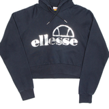 ELLESSE Cropped Womens Black Hoodie Pullover UK 8
