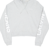 CALVIN KLEIN JEANS Cropped Womens Grey Hoodie Pullover L
