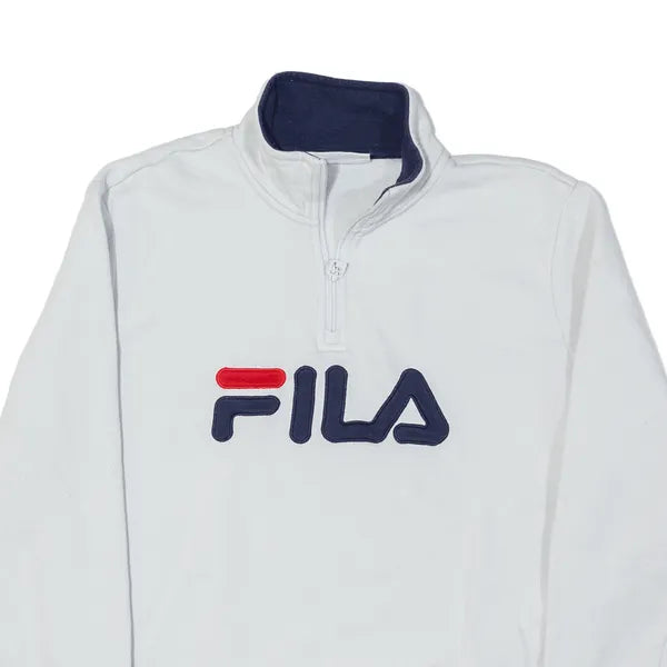 FILA Sweatshirt White 1/4 Zip Mens S