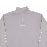 ADIDAS ORIGINALS Womens Sweatshirt Grey 1/4 Zip UK 12