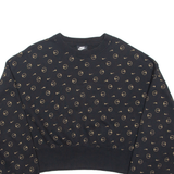 NIKE Cropped Loose Fit Womens Sweatshirt Black Crew Neck S