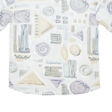 EXPRESS WEAR Mens Shirt Beige Crazy Pattern L