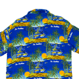 Mens Hawaiian Shirt Blue Crazy Pattern XL