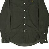 FARAH Slim Fit Mens Corduroy Shirt Green Long Sleeve S