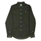 FARAH Slim Fit Mens Corduroy Shirt Green Long Sleeve S
