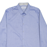 CALVIN KLEIN Mens Plain Shirt Blue Long Sleeve L