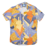 RENZO Mens Shirt Blue Crazy Pattern XS
