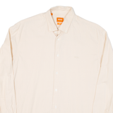 BOSS Slim Fit Mens Plain Shirt Beige Long Sleeve L