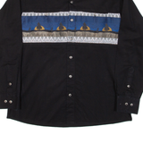 STARS AND STRIPES Mens Plain Shirt Black Long Sleeve M