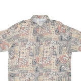 BERSHKA Mens Shirt Yellow Crazy Pattern L