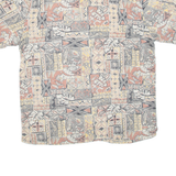 BERSHKA Mens Shirt Yellow Crazy Pattern L