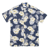 JACK & JONES Mens Hawaiian Shirt Blue Floral S