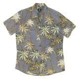 GREENROCK Mens Hawaiian Shirt Grey Floral S