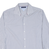 TOMMY HILFIGER Mens Shirt Grey Striped Long Sleeve L