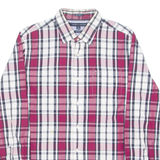 TOMMY HILFIGER Mens Shirt Maroon Check Long Sleeve M