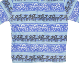 OVIESSE Mens Hawaiian Shirt Blue Crazy Pattern XL