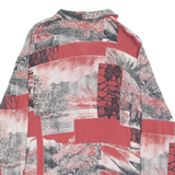 Womens Shirt Maroon 90s Crazy Pattern Long Sleeve L