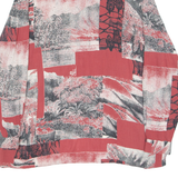 Womens Shirt Maroon 90s Crazy Pattern Long Sleeve L