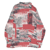 Womens Shirt Maroon 90s Crazy Pattern Long Sleeve L