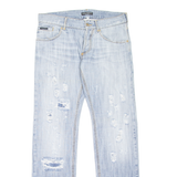 DOLCE & GABBANA Distressed Womens Jeans Blue Straight Stone Wash W34 L33