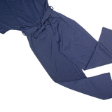 Belted Womens Jumpsuit Blue Wide-Leg S