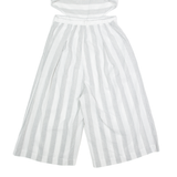 Cut Out Waist Womens Playsuit Grey Striped Wide-Leg XS