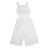 Cut Out Waist Womens Playsuit Grey Striped Wide-Leg XS