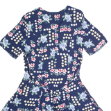 Womens Playsuit Blue Floral Wide-Leg Viscose M